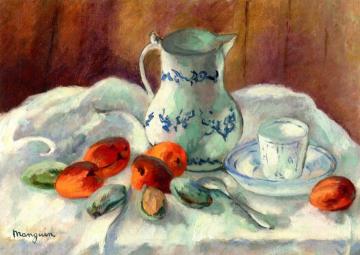 Apricots, Almonds and White Pot Artwork by Henri Manguin