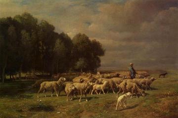 The Large Flock Artwork by Charles-Émile Jacque