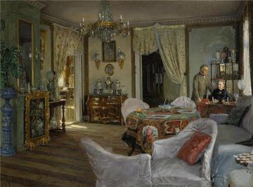 In the salon - Minna and Carl Fredrik von Malmborg Artwork by Johan Krouthén