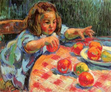 Jean, Son of the Artist, Playing with Apples Artwork by Nicolas Tarkhoff