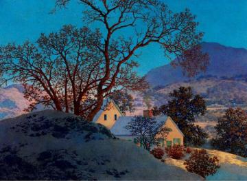 Early Morning, First Snow Artwork by Maxfield Parrish