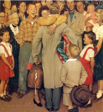 Christmas Homecoming Artwork by Norman Rockwell
