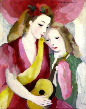 Two Girls with a Guitar Artwork by Marie Laurencin