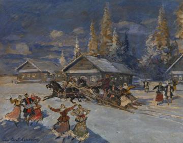 Festivities in the Village Artwork by Constantin Alexeevich Korovin