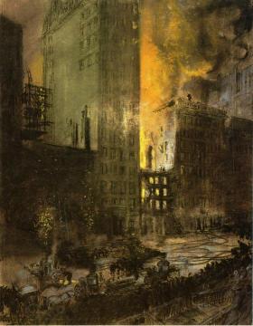 Fire On 24th Street, New York City Artwork by Everett Shinn
