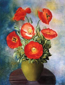Poppies in a Vase Artwork by Moise Kisling