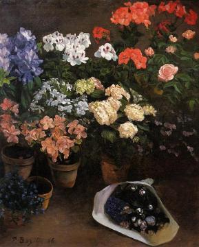 Study Of Flowers Artwork by Jean Frederic Bazille