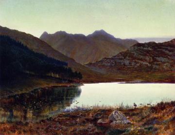 Blea Tarn, First LIght, Langdale Pikes in the Distance Artwork by John Atkinson Grimshaw