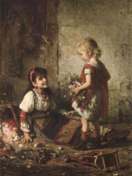 The little flower girls Artwork by Alexei Harlamoff