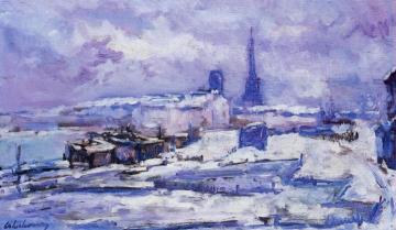 Rouen, Snow Effect Artwork by Albert Lebourg