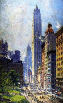 Lower Broadway In Wartime Artwork by Colin Campbell Cooper