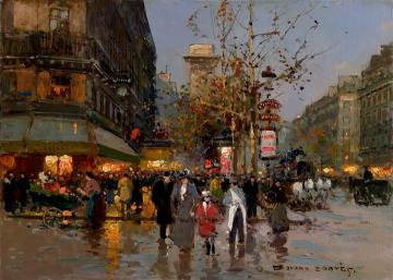 Le Boulevard et la Porte St. Denis Artwork by Edouard Léon Cortes