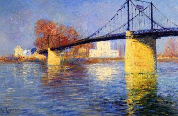 The Suspension Bridge at Triel-sur-Seine Artwork by Gustave Loiseau