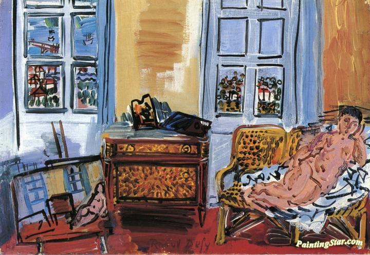 Nude in the Studio Artwork by Raoul Dufy