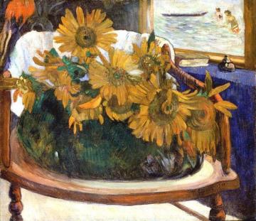 Still Life with Sunflowers on an Armchair Artwork by Paul Gauguin