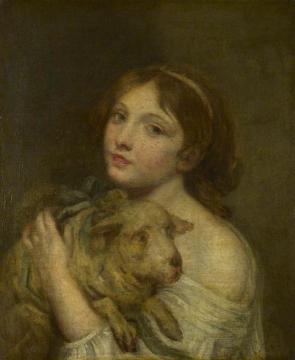 A Girl with a Lamb Artwork by Jean-Baptiste Greuze