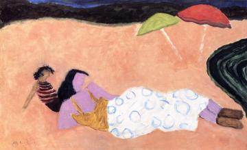 Red And Green Umbrellas Artwork by Milton Avery