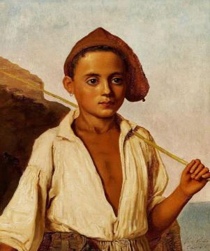 Portrait of a young fisher boy from Capri Artwork by Christen Kobke