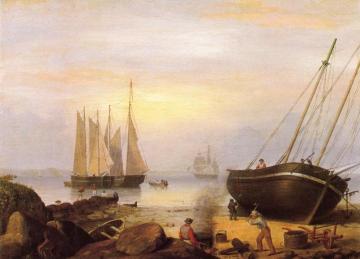 Repairing Ships, Gloucester Harbor Artwork by Fitz Hugh Lane