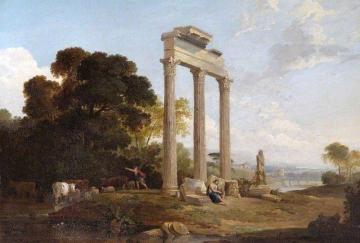 Columns In An Italianate Landscape Artwork by Claude Lorrain