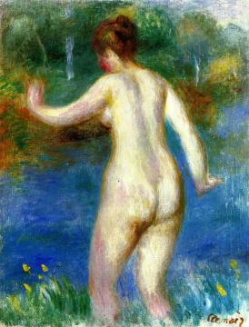 Naked Woman Entering The Water Artwork by Pierre Auguste Renoir