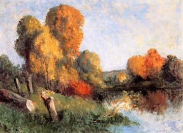 Rolleboise, the Seine in Autumn Artwork by Maximilien Luce
