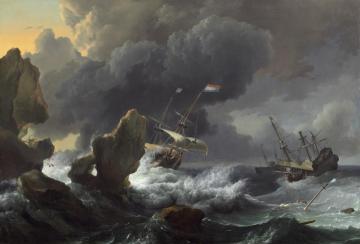 Ships in Distress of a Rocky Coast Artwork by Ludolf Bakhuizen