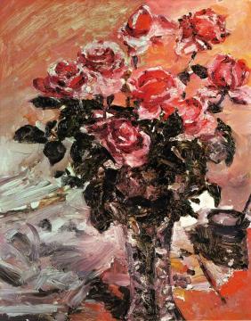 Pink Roses Artwork by Lovis Corinth