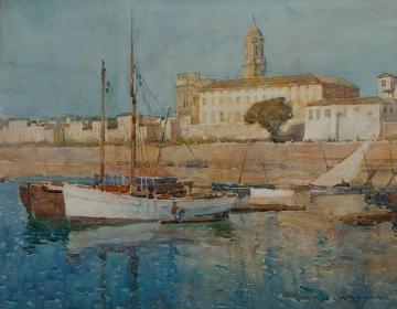 Harbour Scene Artwork by Albert Moulton Foweraker
