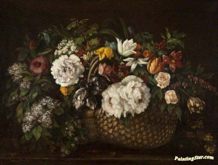 Basket Of Flowers Artwork by Gustave Courbet