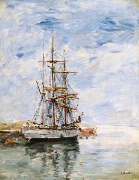 Three Masted Ship at Anchor Artwork by Eugène-Louis Boudin