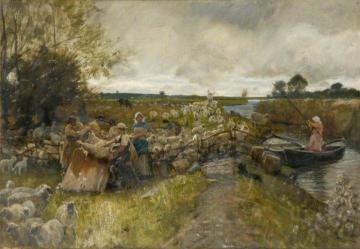 Sheepshearing In The Fens Artwork by Robert Walker Macbeth