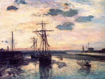 Port of Honfleur at Evening Artwork by Johan Berthold Jongkind