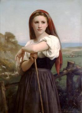 Young Shepherdess Artwork by William Adolphe Bouguereau