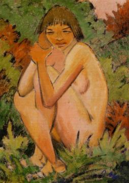 Seated Nude In The Countryside Artwork by Otto Mueller