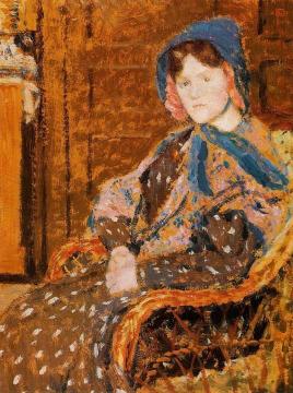 Seated Young Woman in a Blue Hat Artwork by Georges Lemmen