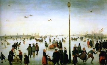 Winter Landscape with a Frozen River and Figures Artwork by Hendrick Avercamp
