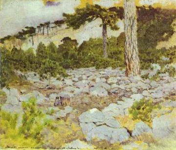 Crimea. In the Mountains. Study Artwork by Isaac Ilich Levitan