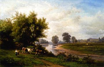 Landscape with Cattle Artwork by Hendrik-Dirk Kruseman van Elten