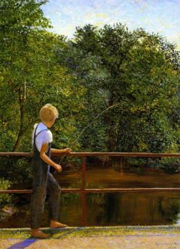 Boy Fishing Artwork by Lilla Cabot Perry