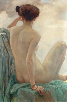 Sitting Nude From The Back Artwork by Robert Auer