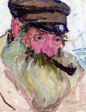 Old Jew with Pipe Artwork by Leon Shulman Gaspard