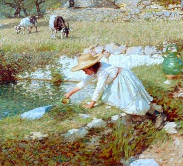 A Provençal Stream Artwork by Henry la Thangue