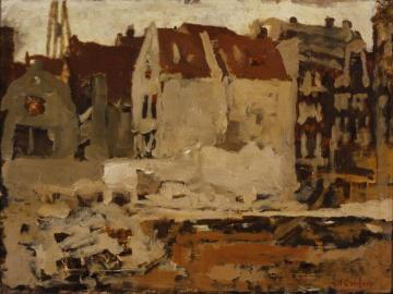 Bouwput voor de Grand Bazar de la Bourse aan de Nieuwendijk te Amsterdam Artwork by George Heidrik Breitner