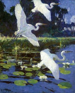Herons and Lilies Artwork by Frank Weston Benson