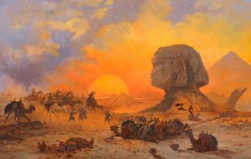 A Bedouin Caravan At The Feet Of The Sphinx Artwork by Cesare Biseo