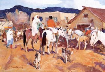 Gathering for the Rabbit Hunt Artwork by Laverne Nelson Black