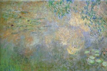 Water-Lily Pond with Irises (left half) Artwork by Claude Oscar Monet