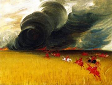 Prairie Meadows Burning Artwork by George Catlin