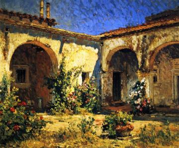 Mission Courtyard (san Juan Capistrano) Artwork by Colin Campbell Cooper